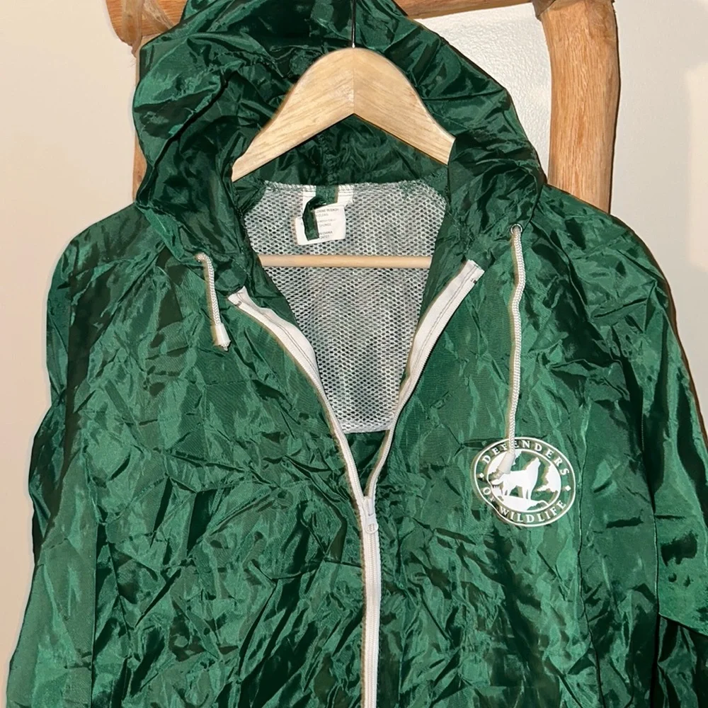 Vintage Defenders of Wildlife Light Hooded Rain Jacket Zip up poncho - Picture 1 of 3